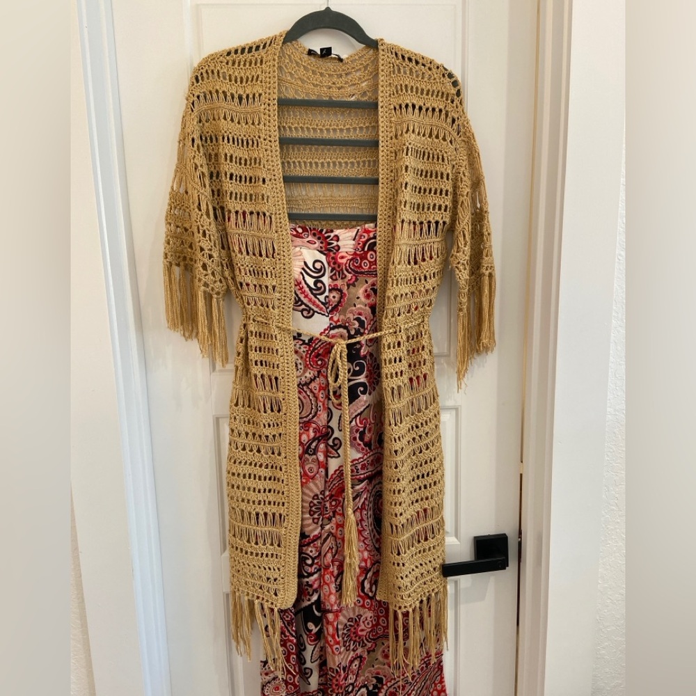 Golden crochet cardigan